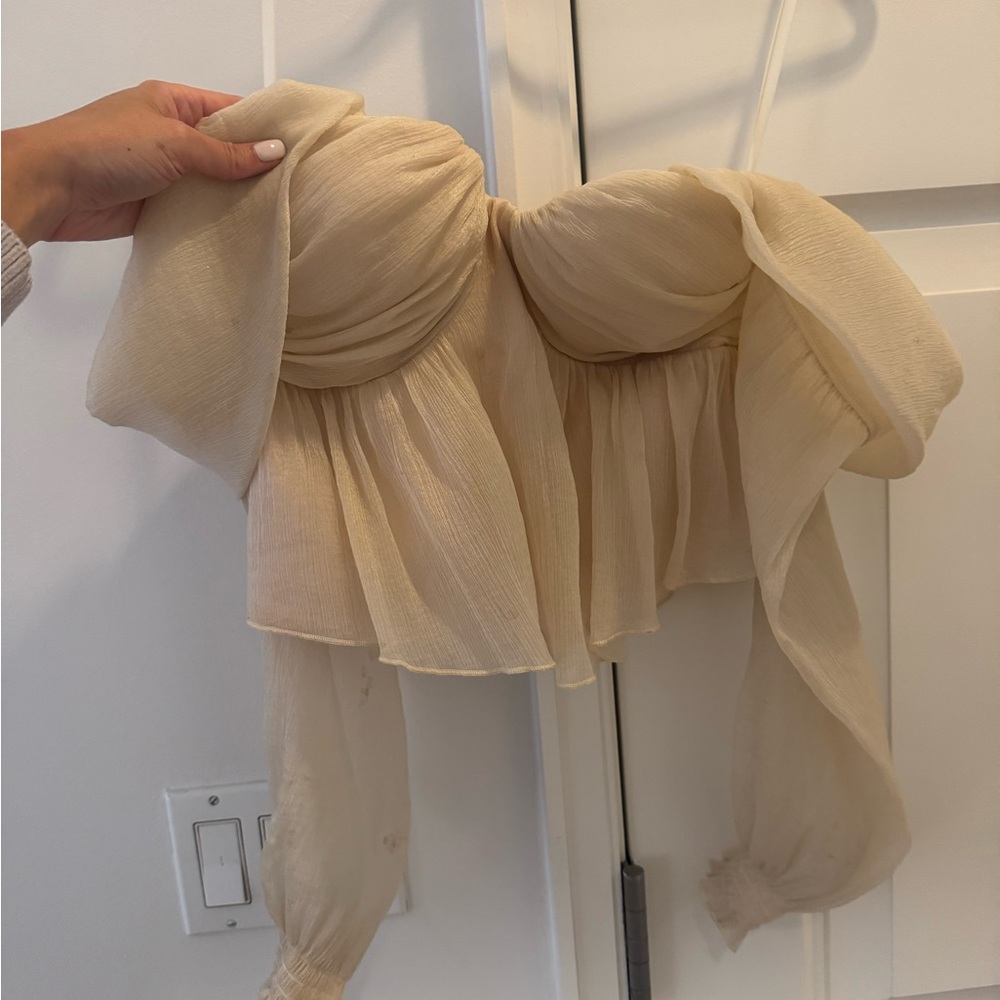 House of Harlow 1960 Blush Strapless Ruffle Top